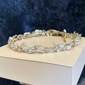 Gold and Silver Crystal Leaf Headpiece Twigs & Honey
